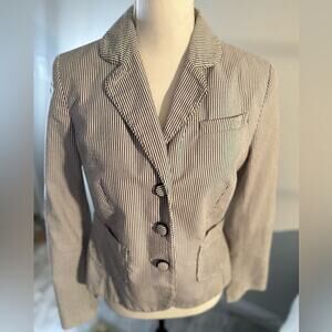 Loft Blazer 8 Navy and White Pinstriped. See video